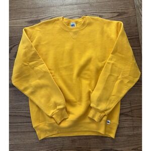 Vintage 90s Russell Athletic Yellow Blank Crewneck Sweatshirt Size Large